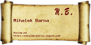 Mihalek Barna névjegykártya
