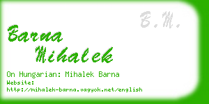 barna mihalek business card